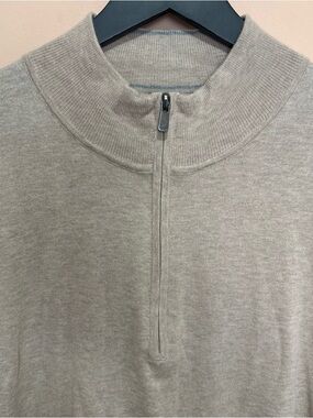 Faherty Reserve 1/4 Zip Sweater Size L Beige Cotton Coolmax